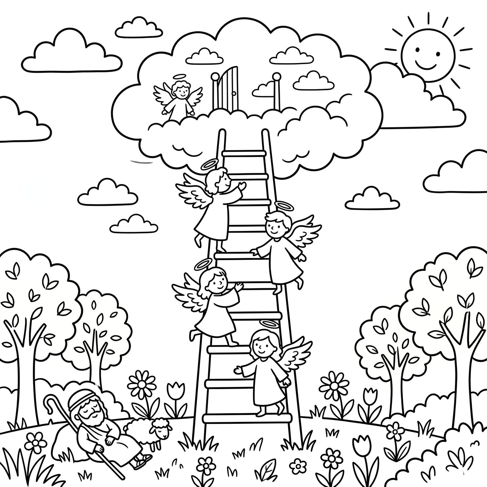 Jacob's Ladder Bible colouring page