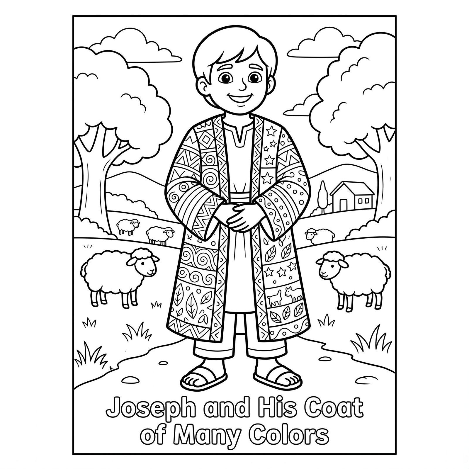Joseph's Coat of Many Colours Bible colouring page