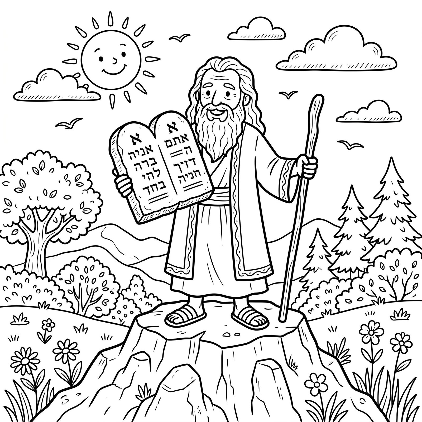 The Ten Commandments Bible colouring page