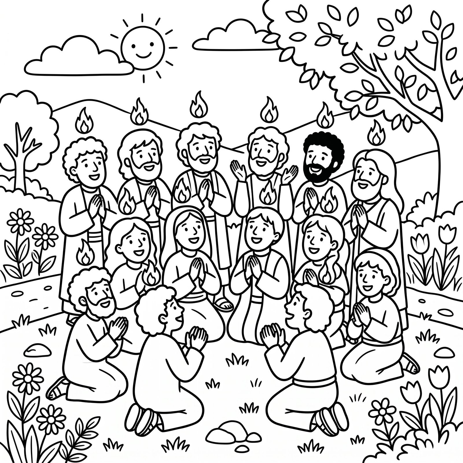 Pentecost Bible colouring page
