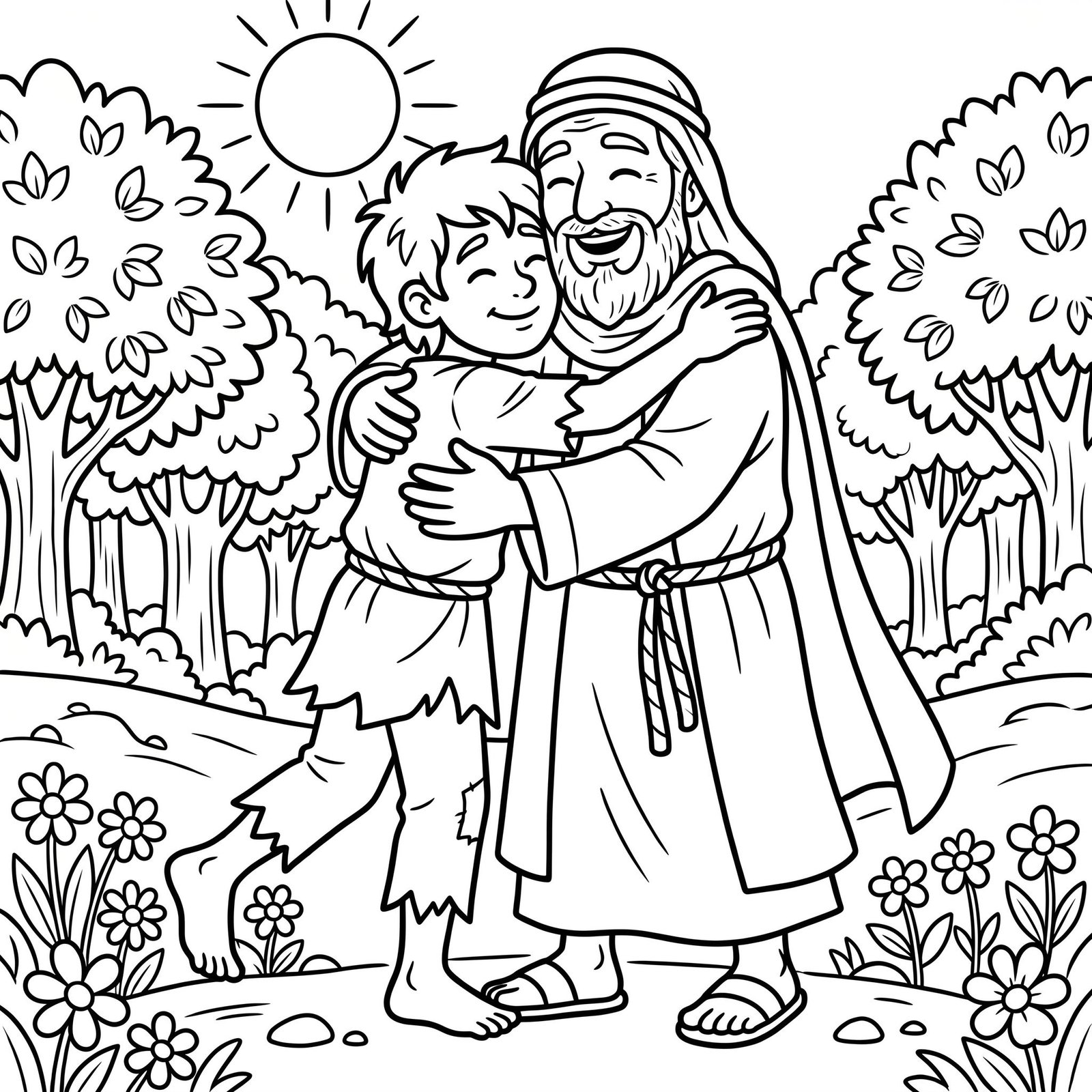 The Prodigal Son Bible colouring page