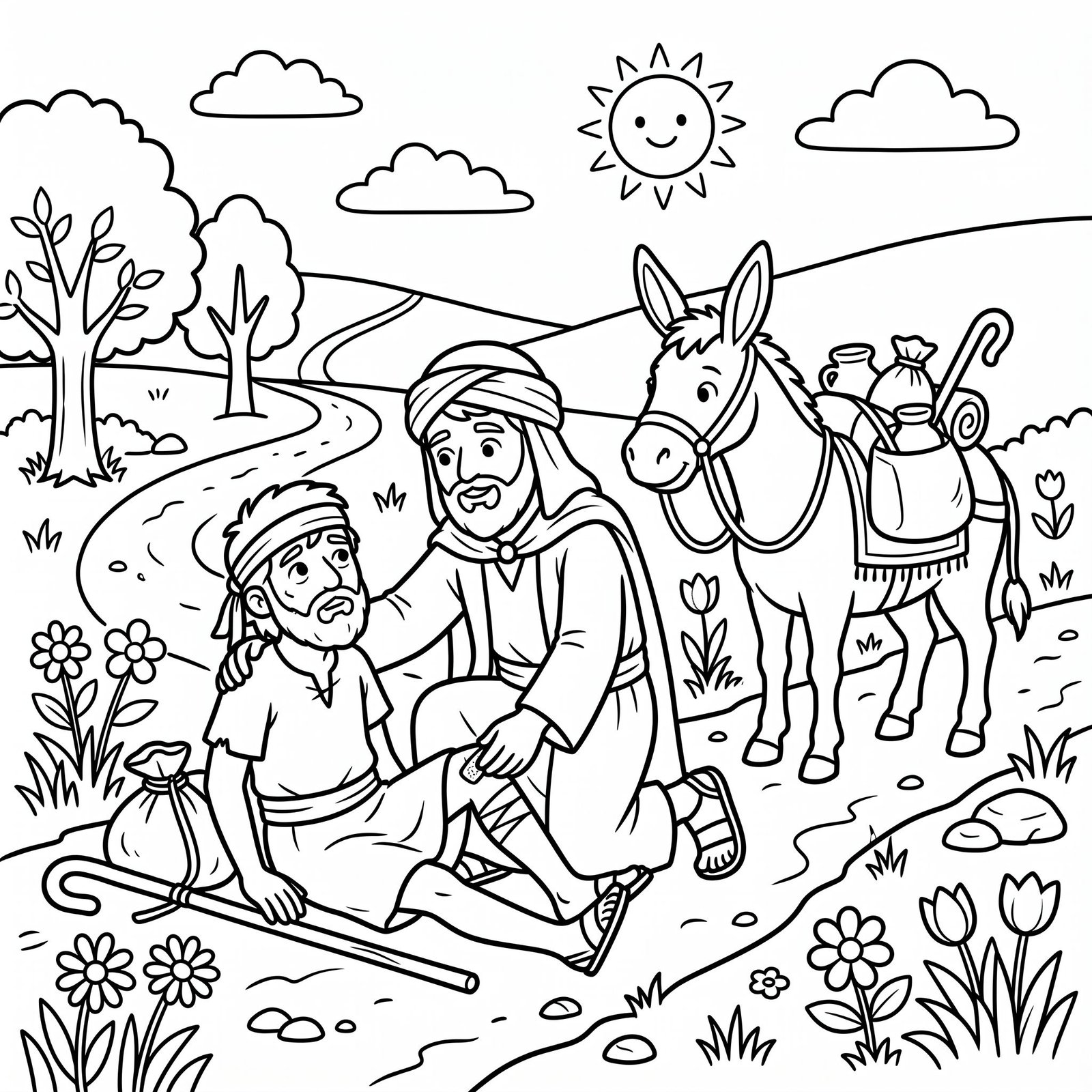 The Good Samaritan Bible colouring page