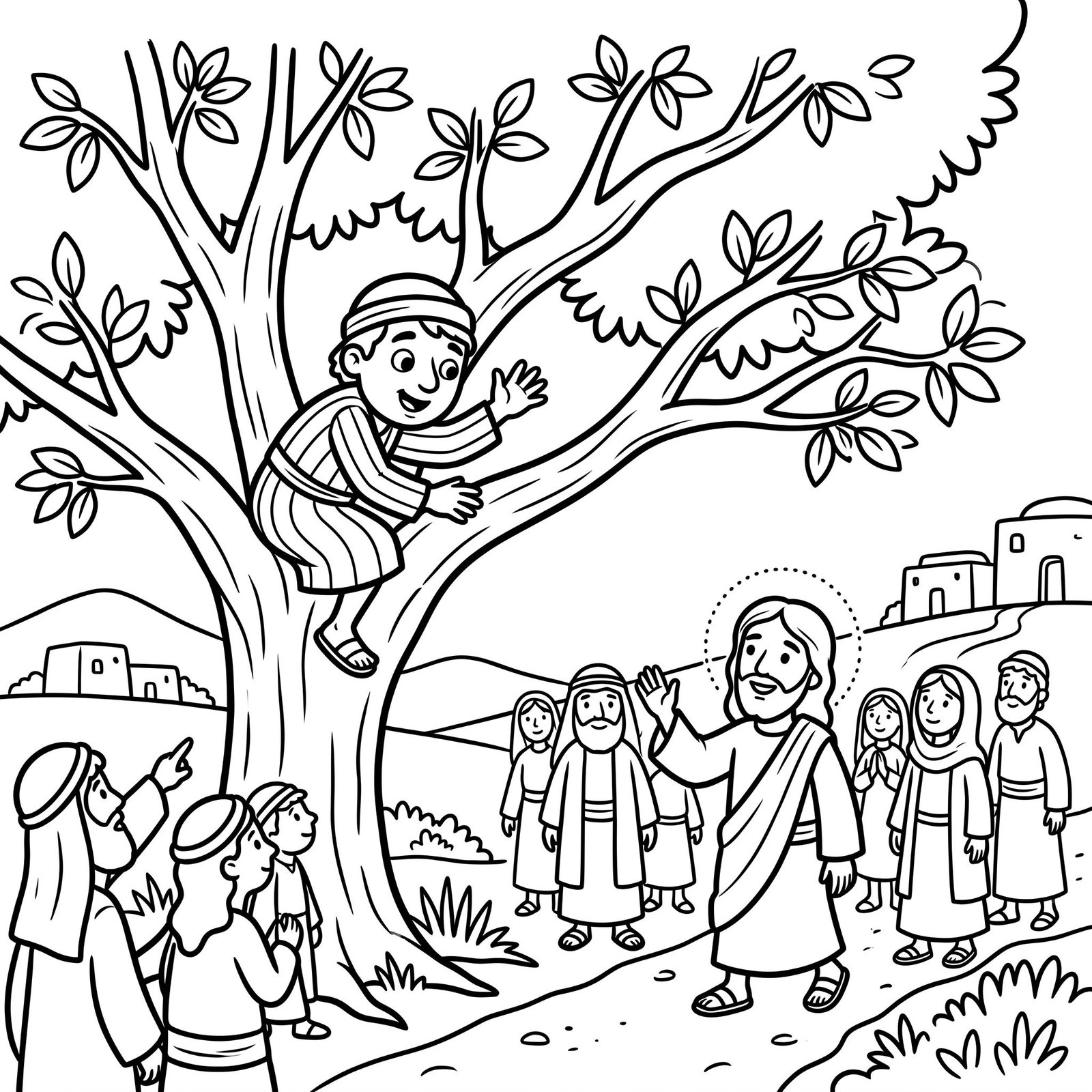 Zacchaeus Bible colouring page