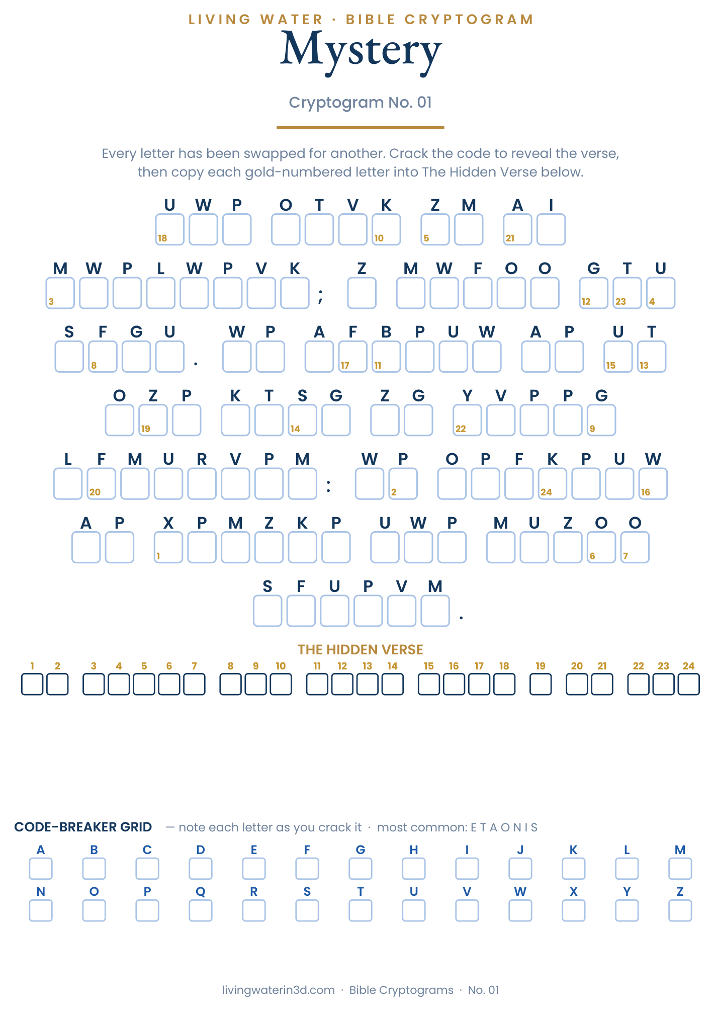 Adult Bible Cryptogram No. 1 — Mystery