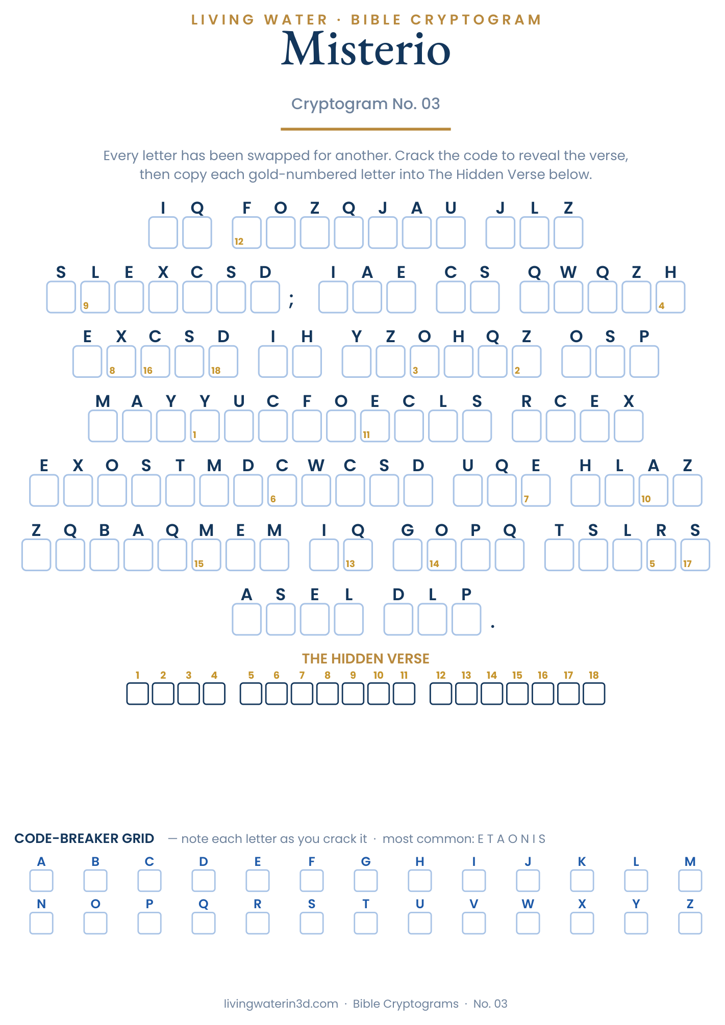 Adult Bible Cryptogram No. 3 — Misterio
