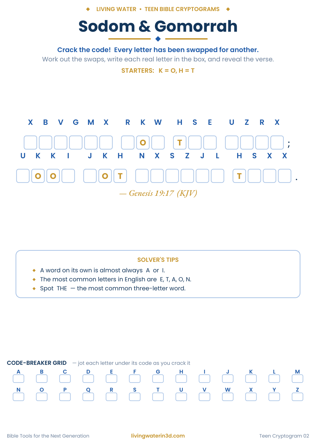 Sodom   Gomorrah Bible cryptogram for teens