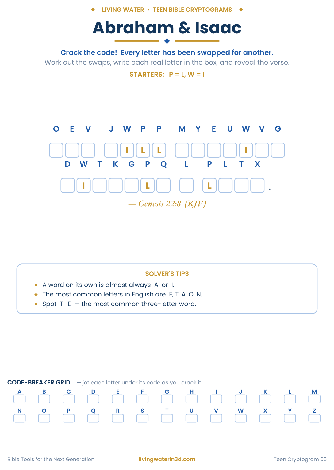 Abraham   Isaac Bible cryptogram for teens