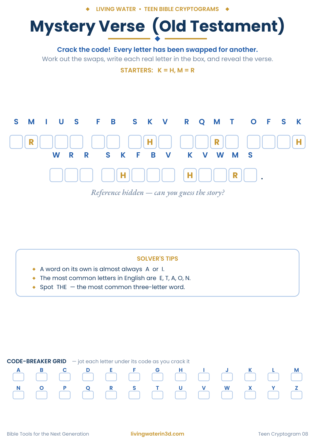 Mystery Verse   OT Bible cryptogram for teens