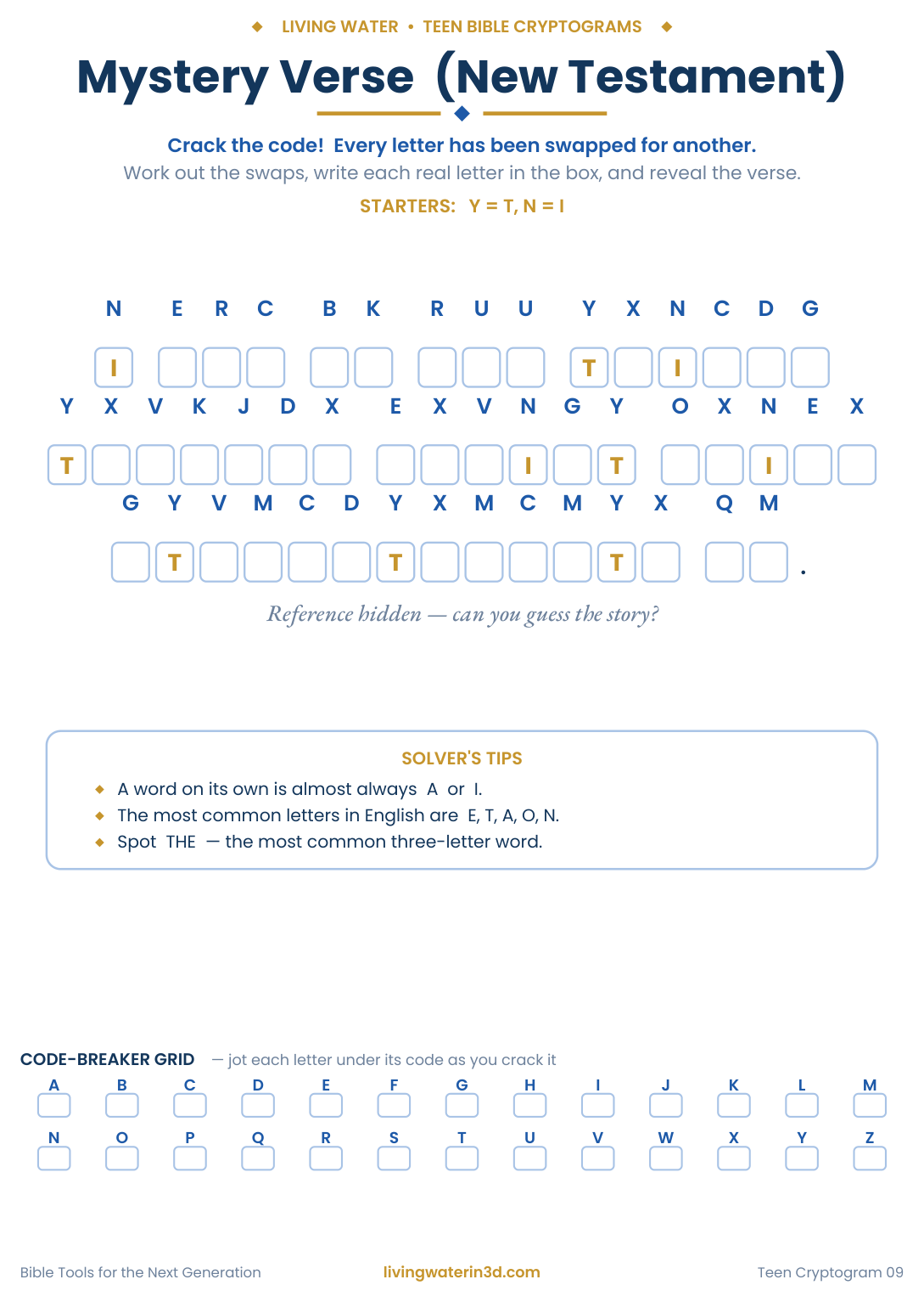 Mystery Verse   NT Bible cryptogram for teens