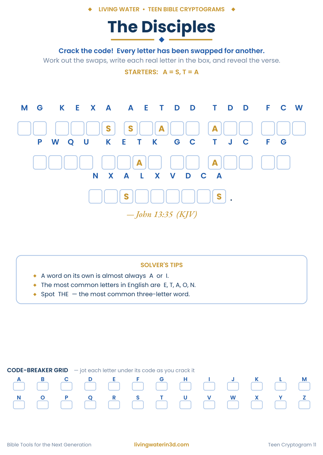 The Disciples Bible cryptogram for teens